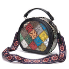 Women's Genuine Leather Geometric Pattern Cylindrical Shoulder Bag