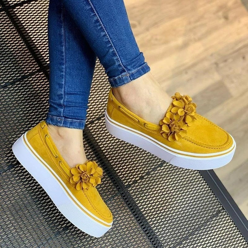 Women's Flat Platform Flowered Shoes