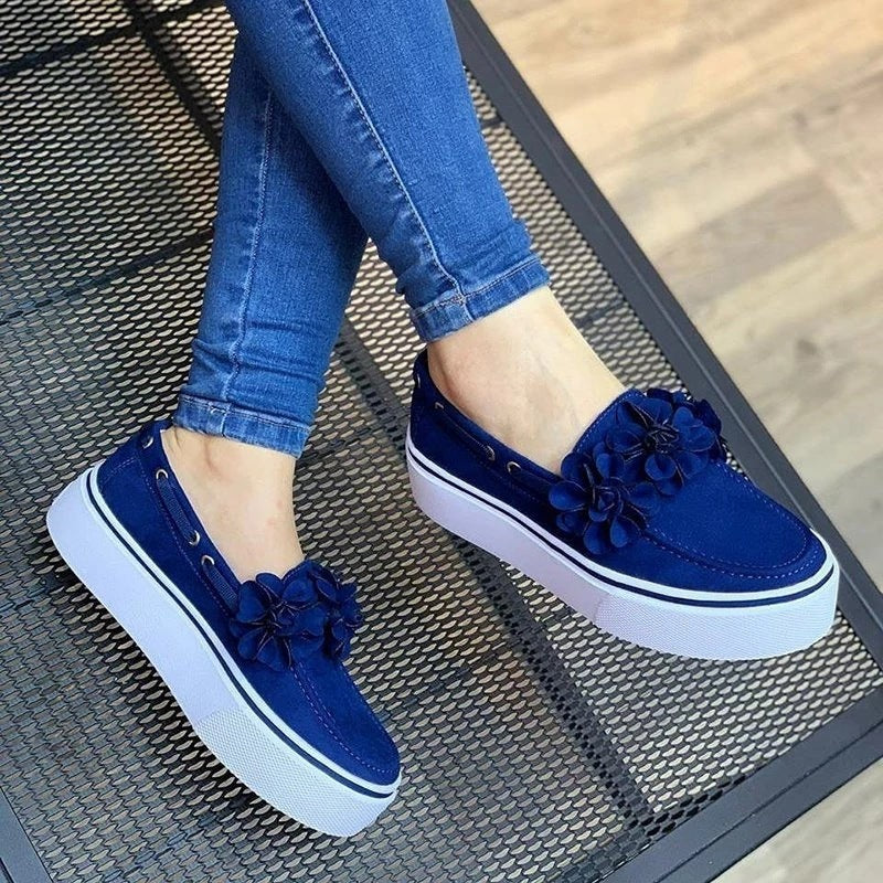 Women's Flat Platform Flowered Shoes
