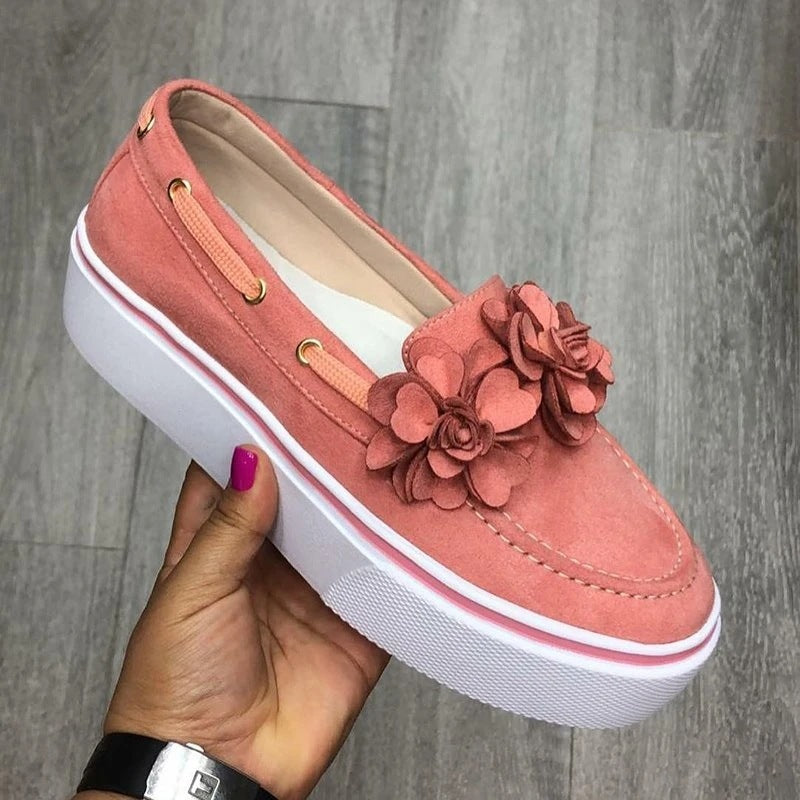 Women's Flat Platform Flowered Shoes