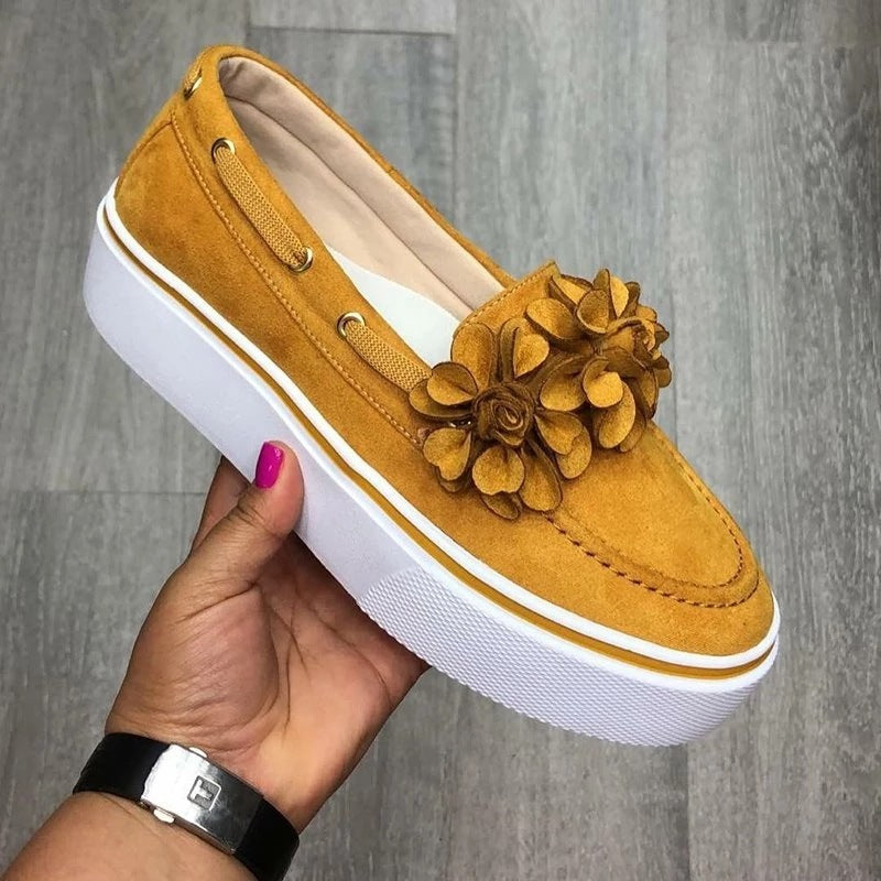 Women's Flat Platform Flowered Shoes