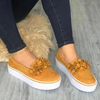Women's Flat Platform Flowered Shoes