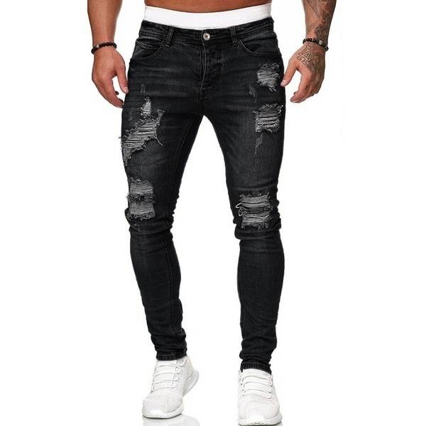 Men's Ripped White Slim Denim Jeans