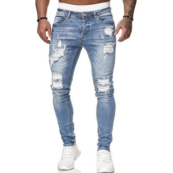 Men's Ripped White Slim Denim Jeans