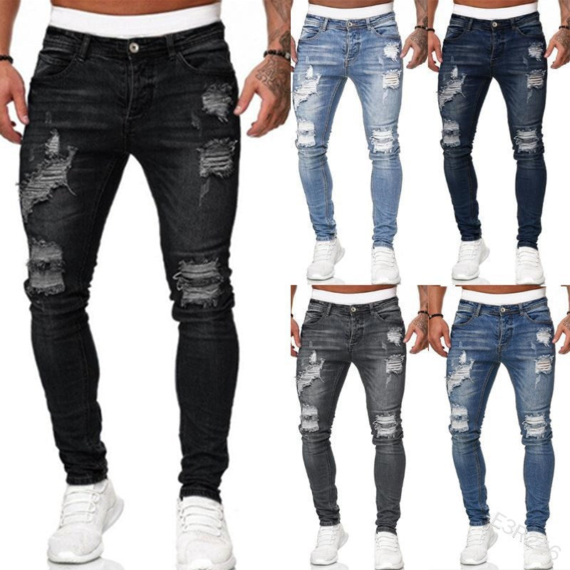 Men's Ripped White Slim Denim Jeans
