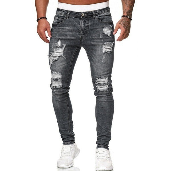 Men's Ripped White Slim Denim Jeans
