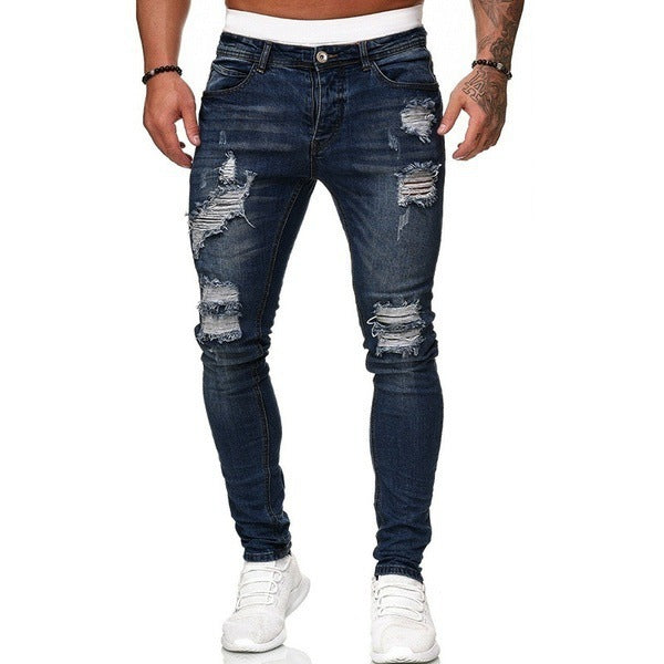 Men's Ripped White Slim Denim Jeans