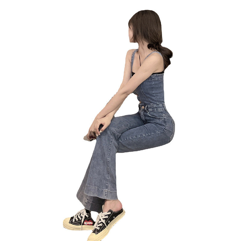 Women's Flared Denim Jumpsuit