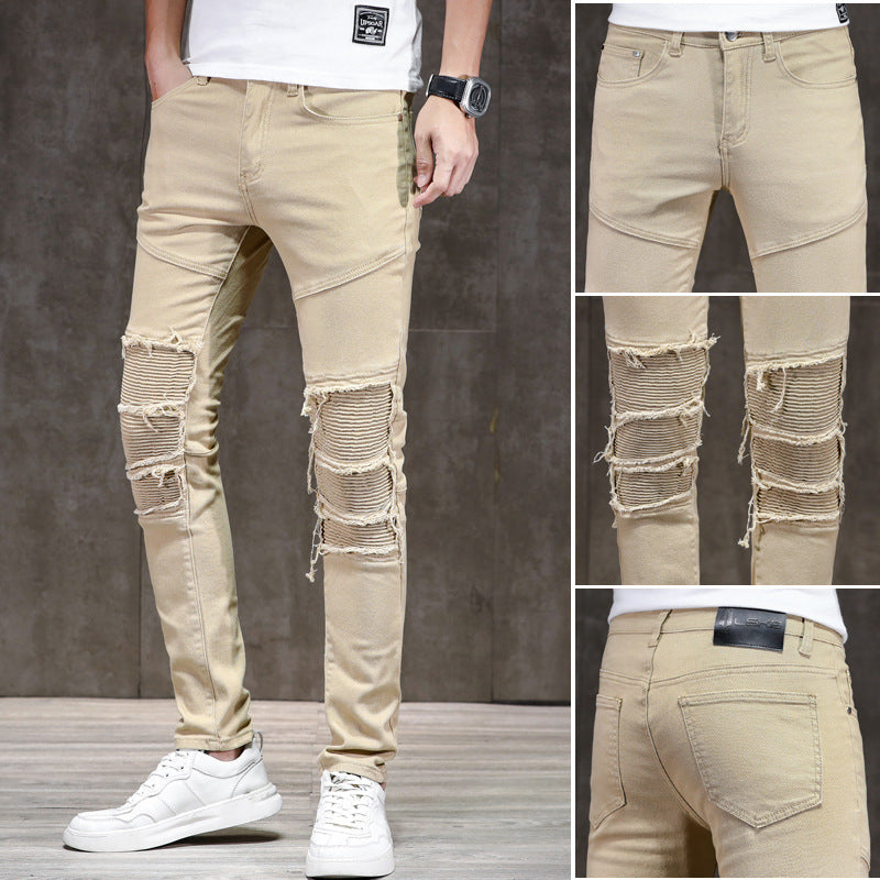 Men's Slim Fit Patchwork Jeans