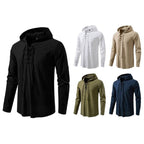 Men's Drawstring Cotton Long Sleeve Top
