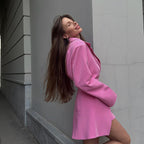 Women's Solid Color Long Sleeve Waist Seal Suit