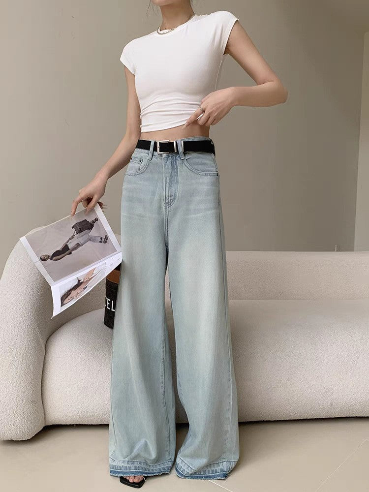 Women's Loose Straight Wide Leg Mop Pants