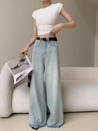 Women's Loose Straight Wide Leg Mop Pants