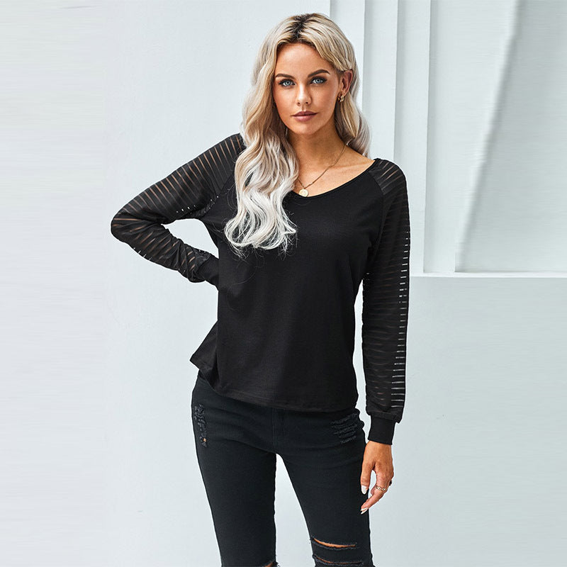 Women's Striped Sleeve Top
