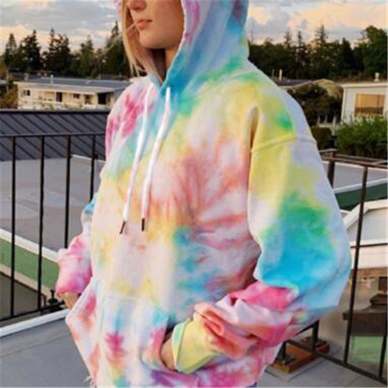 Women's Tie Dye Printed Pullover Hoodie