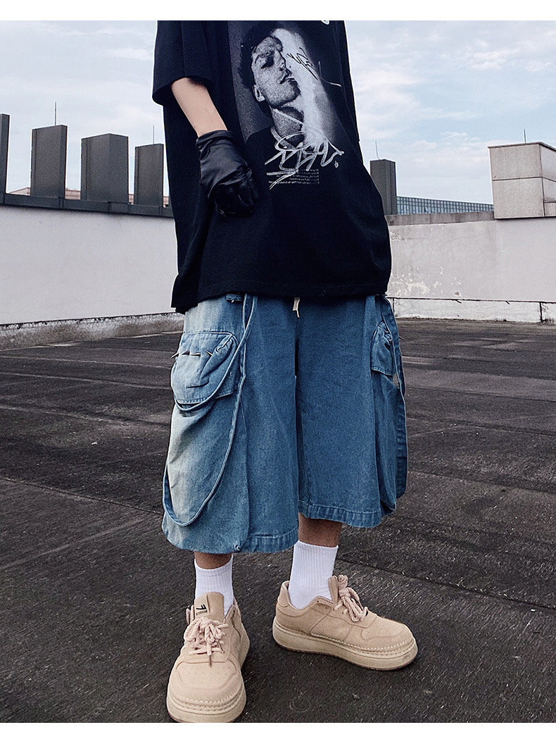 Men's Loose Cargo Denim Shorts