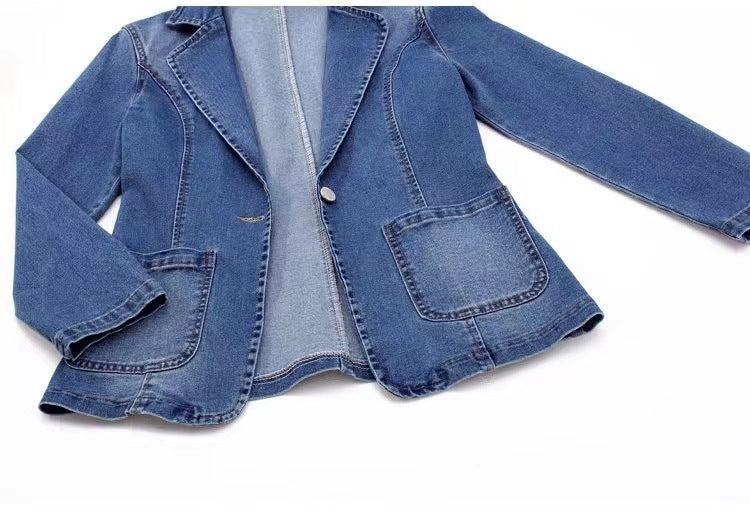 Women's Single Buttoned Denim Coat