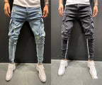 Men's Knee-cut Zipper Jeans