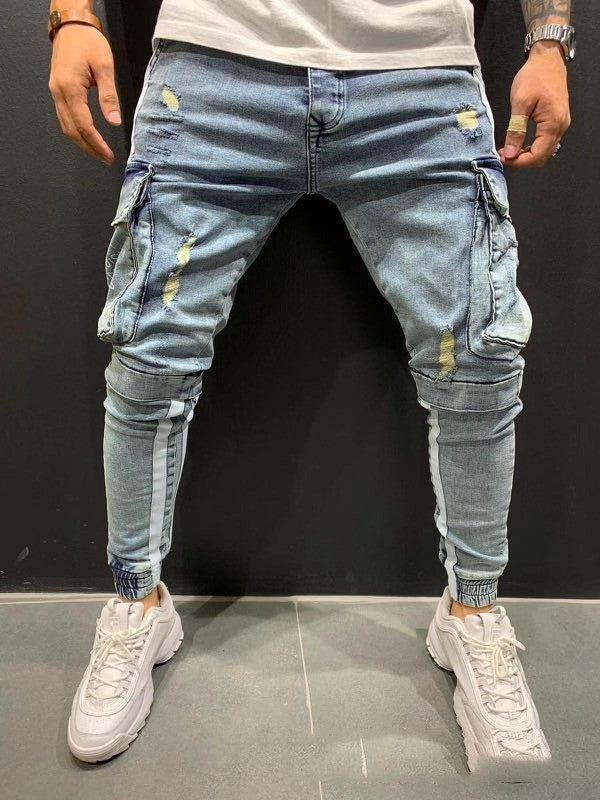 Men's Knee-cut Zipper Jeans