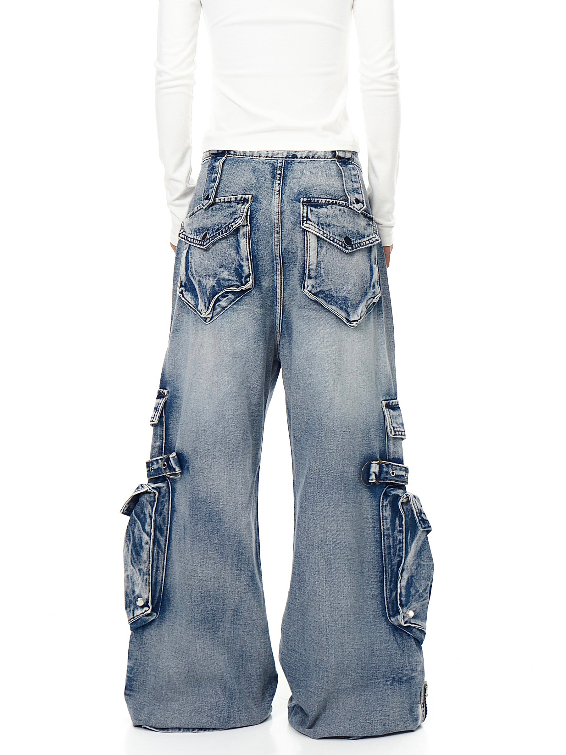 Women's Retro Multi-pocket Jeans