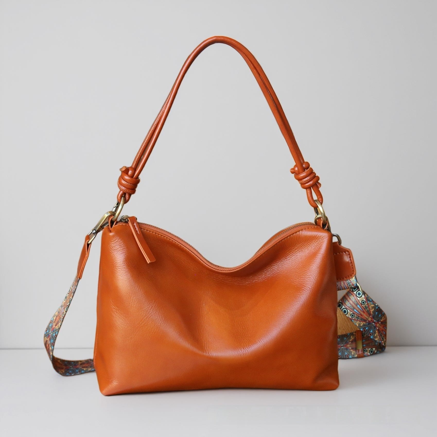 Women's Genuine Leather Double Strapped Bag