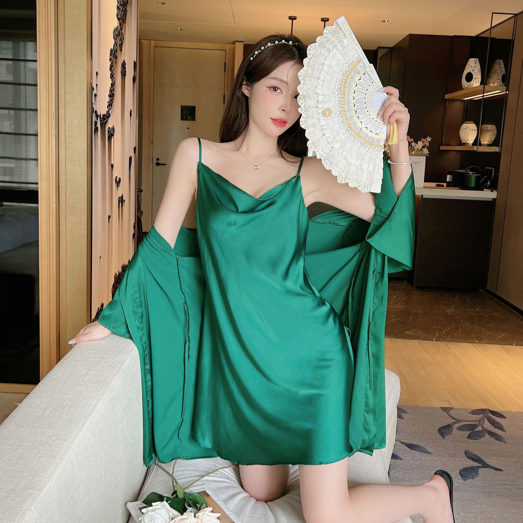 Women's Spaghetti-Strap Ice-silk Split-Back Loungewear