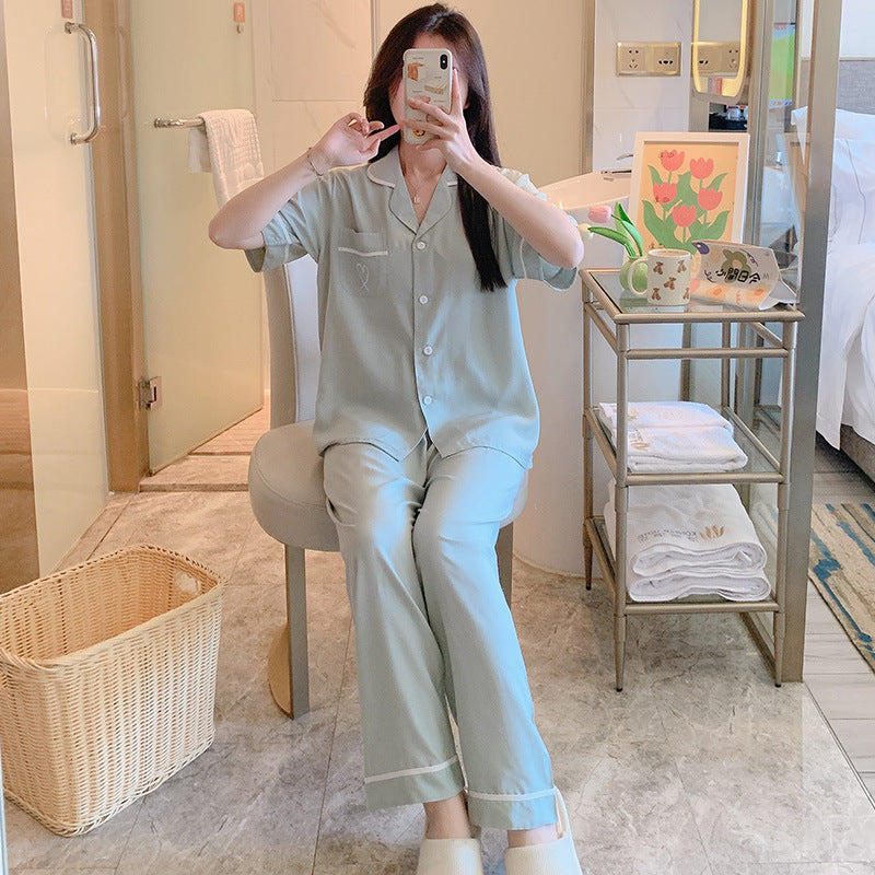 Short Sleeve Poplin Pajamas And Shirt Set