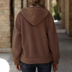 Women's Loose Pocket Hooded Zipped Sweater
