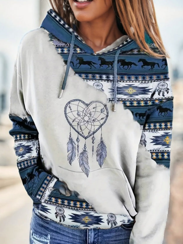 Women's Printed Long-sleeved Hoodie