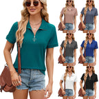 Women's Zipped Short Sleeve T-shirt