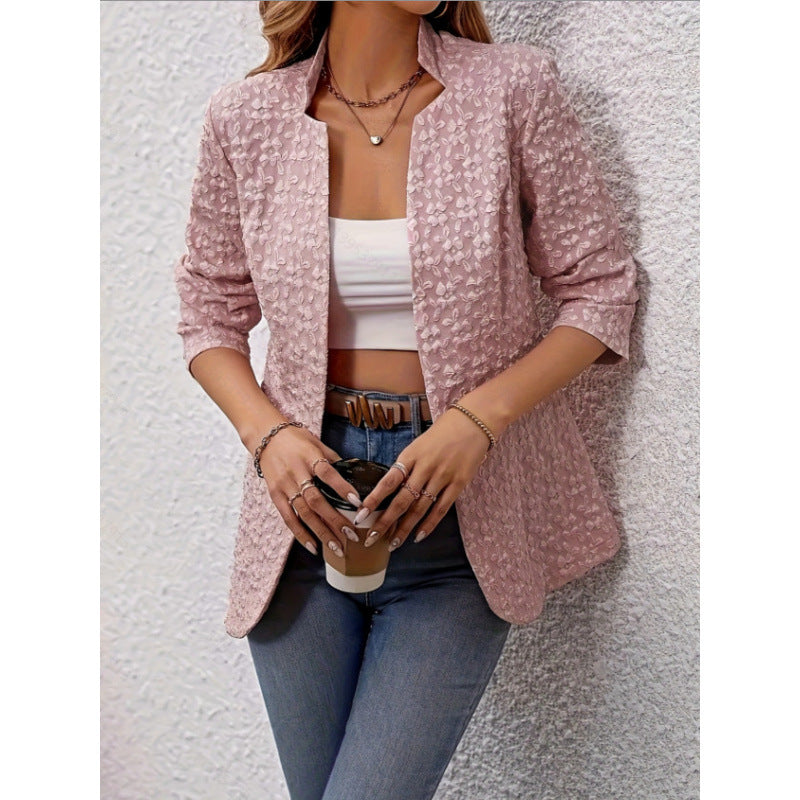 Women's Embossed Floral Pink Jacket