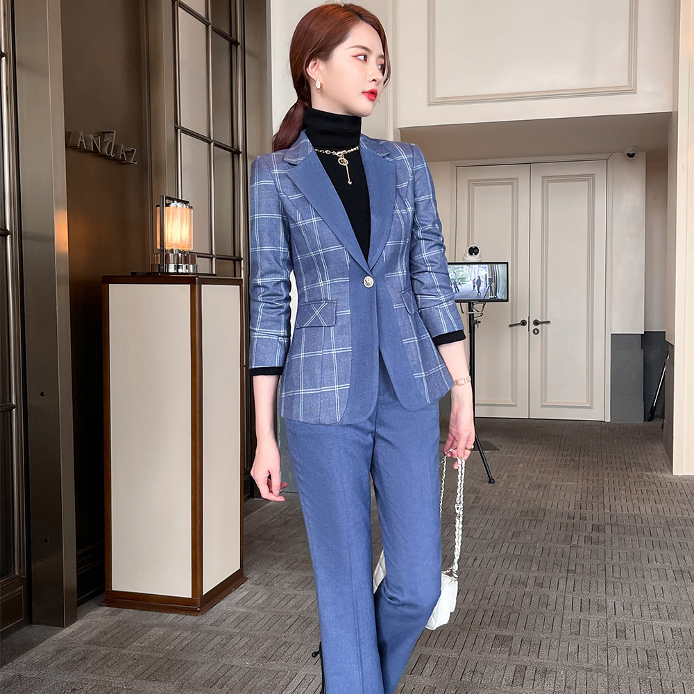 Women's Grid Two-piece Suit