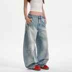 Women's Washed Distressed Baggy Machete Jeans