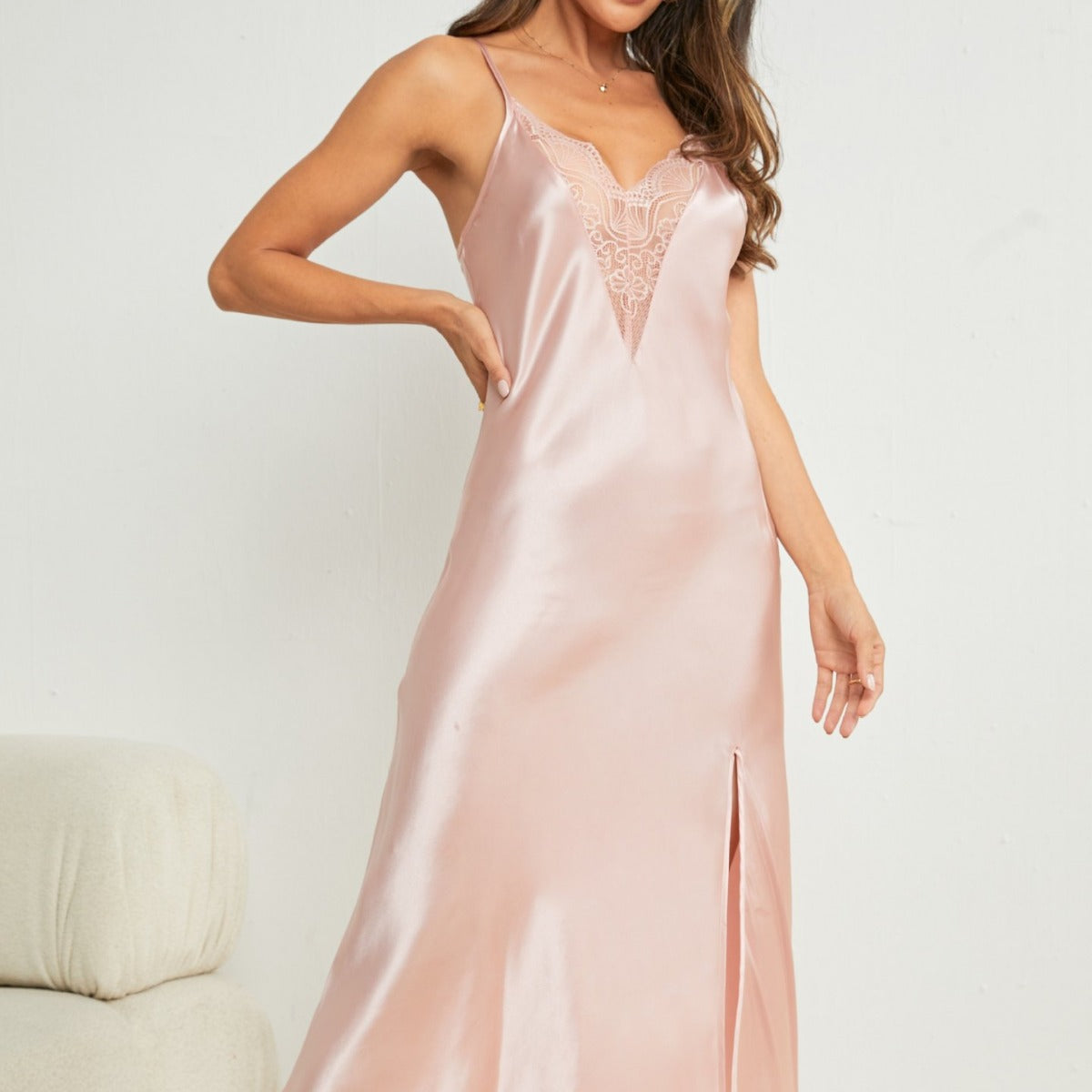 Women's Laced Breathable Spaghetti-Strap Rayon Sleepwear