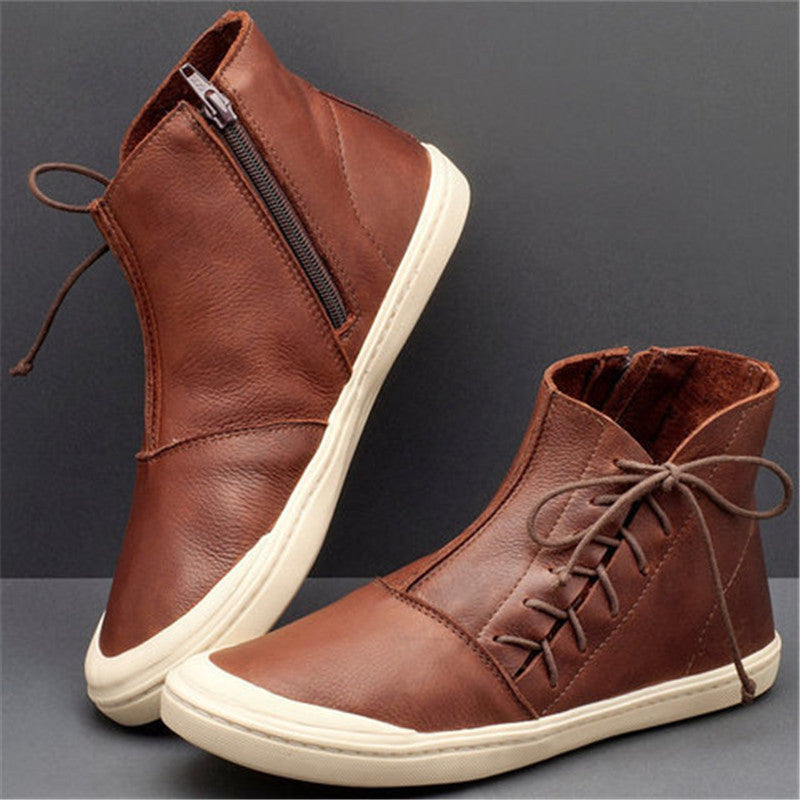 British style retro short boots mid-heel casual women's shoes