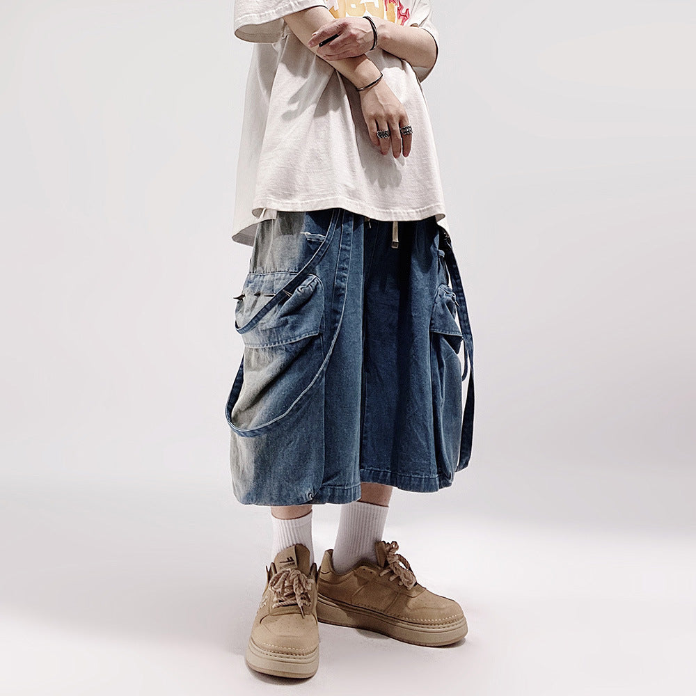 Men's Loose Cargo Denim Shorts