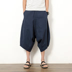 Men's Retro Solid Color Cotton And Linen Lantern Pants