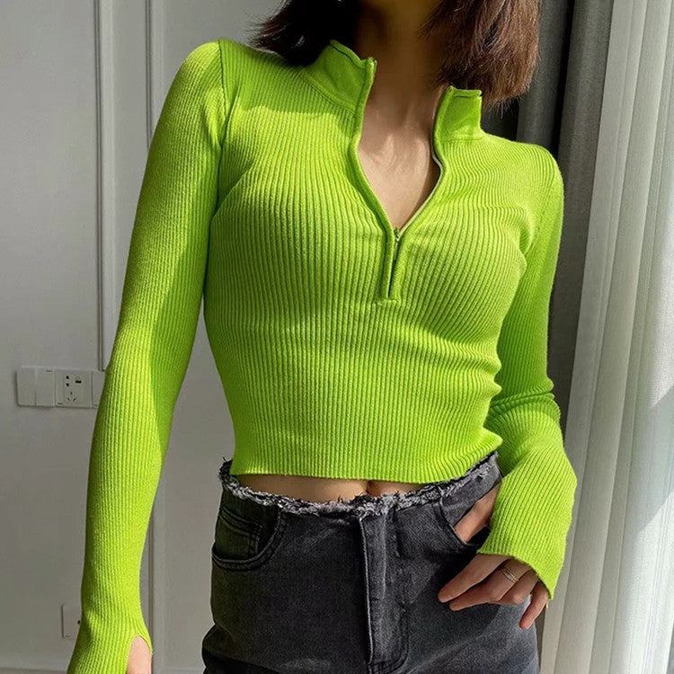 Women's High Neck Short Sweater