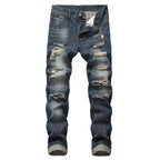 Men's Ripped Straight Non-stretch Jeans