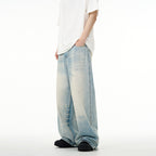 Men's And Women's Baggy Washed Blue Jeans