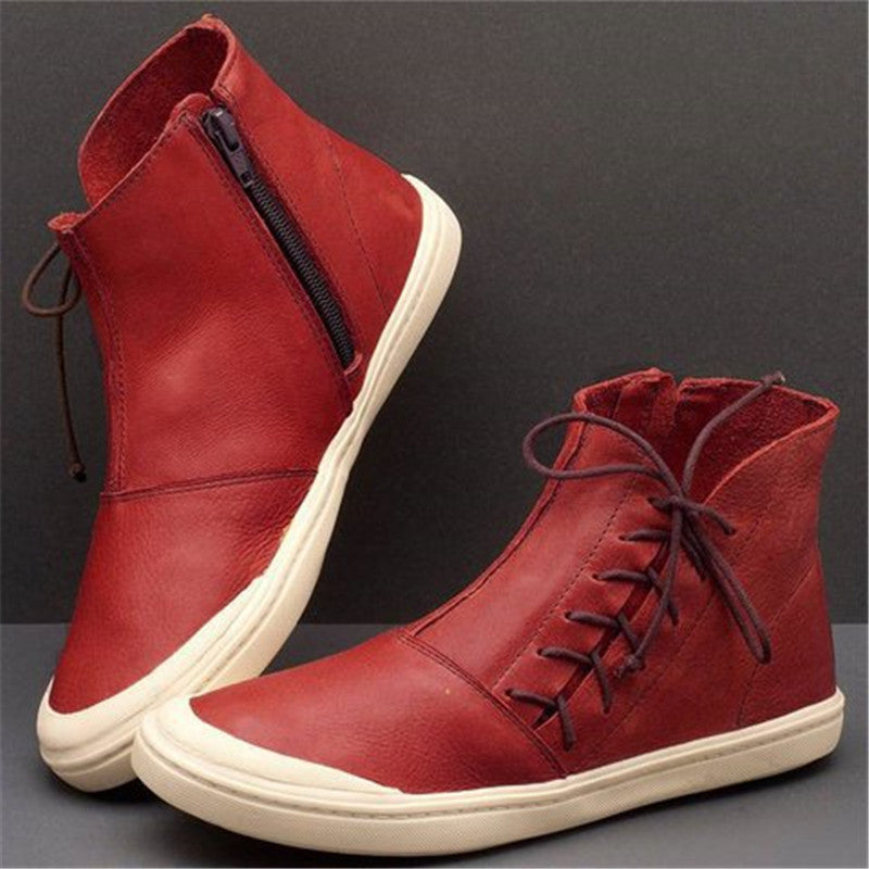 British style retro short boots mid-heel casual women's shoes