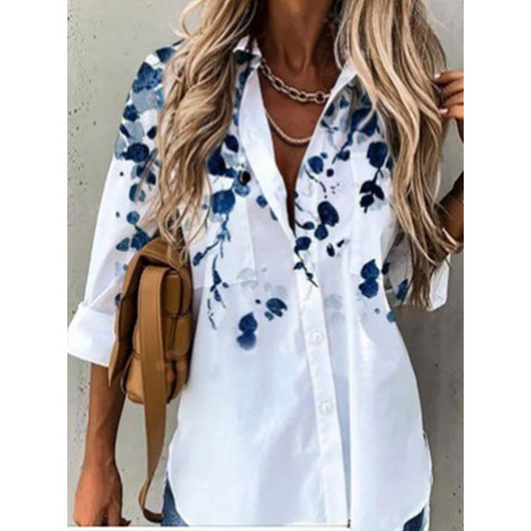 Women's Botanical And Abstract Long Sleeve Shirt