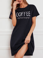 Women's Coffee Print Elongated Sleepwear One-Piece