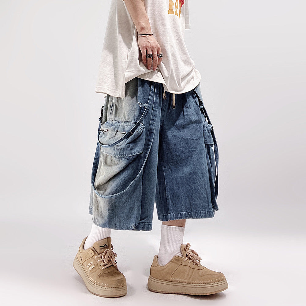 Men's Loose Cargo Denim Shorts
