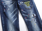 Men's Ripped Faded Paint Splatter Jeans