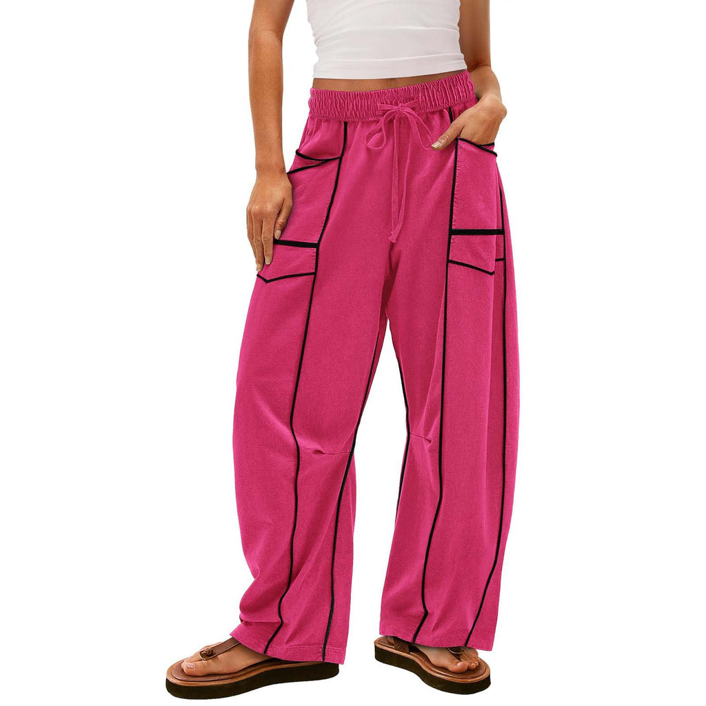 Women's Y2K Black Striped Wide-Leg Pants