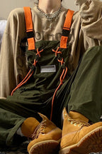Loose Straight Suspender Pants