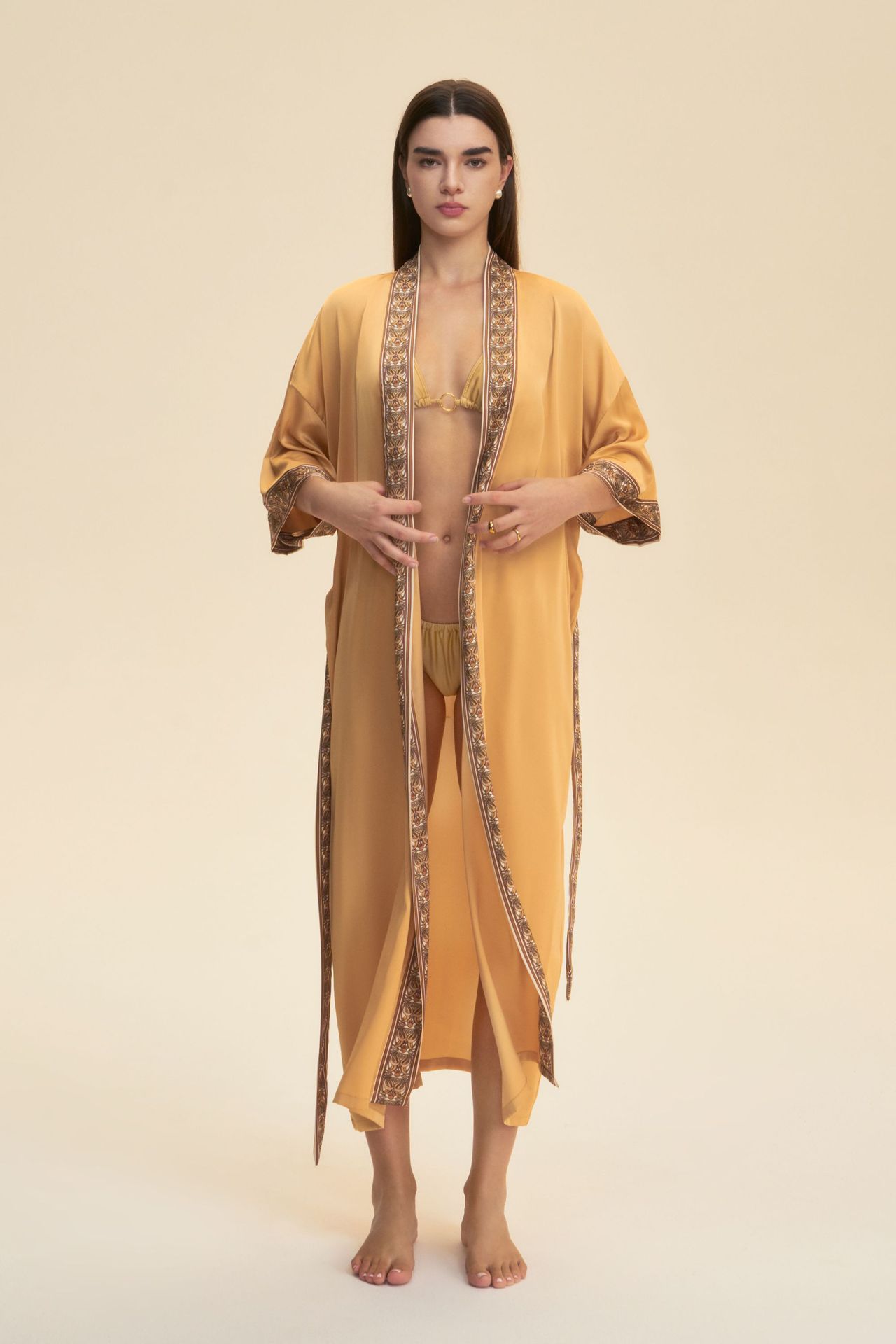 Women's Solid-Color Laced Robe