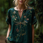 Women's Vintage Medieval V-Neck Short-Sleeve Top