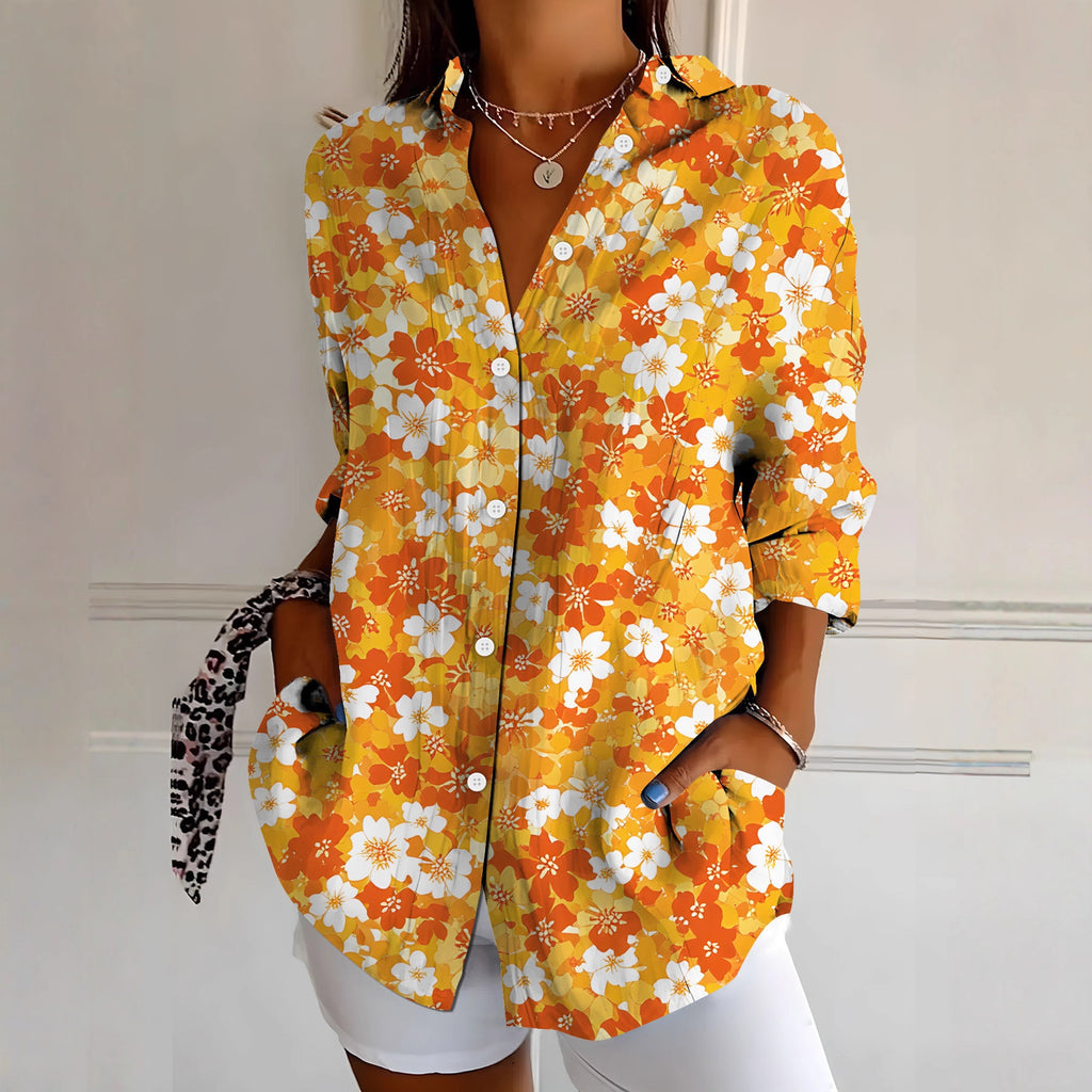 Women's Botanical Print Long Sleeve Shirt